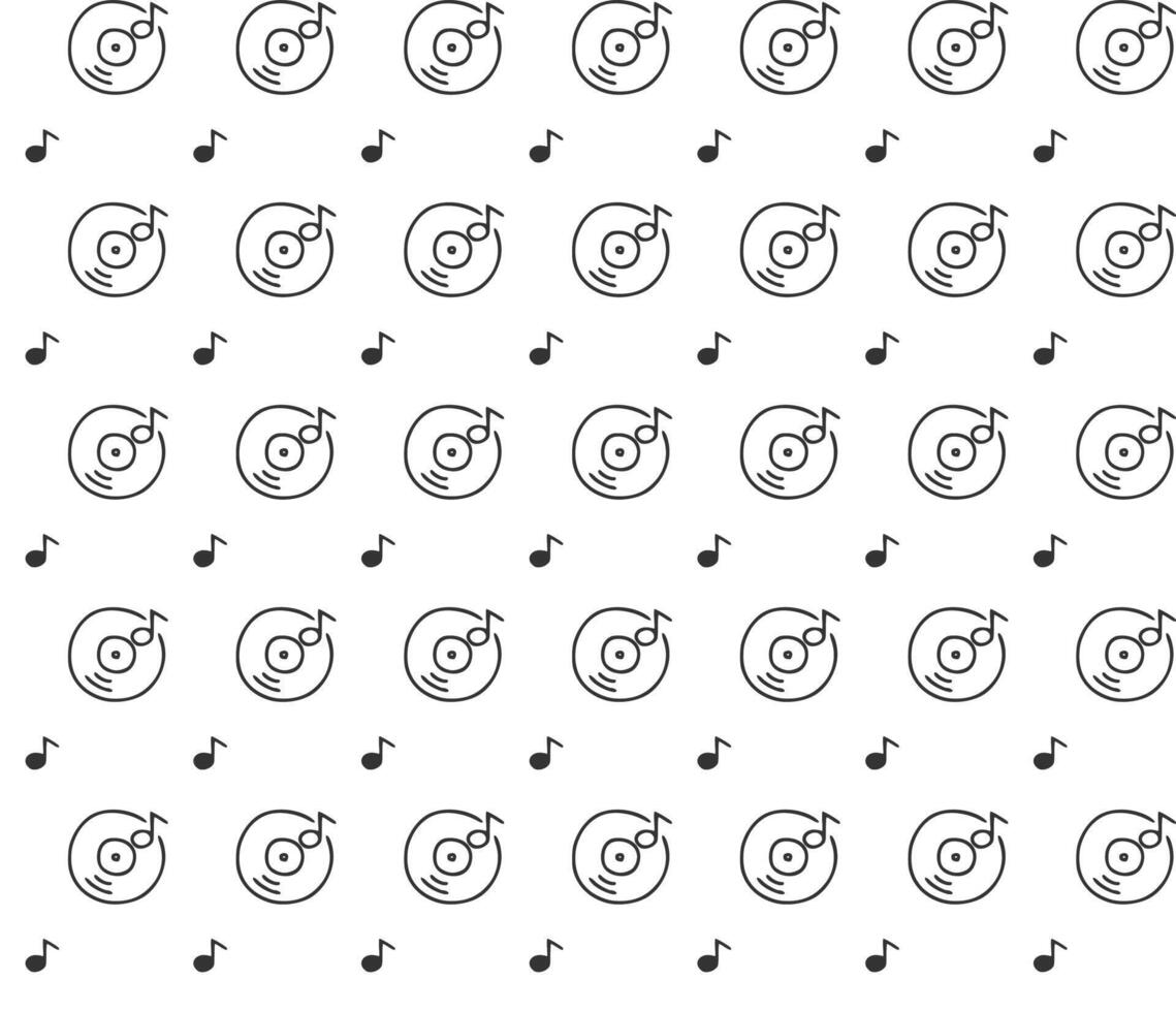 Seamless pattern with music disks and musical notes combined vector