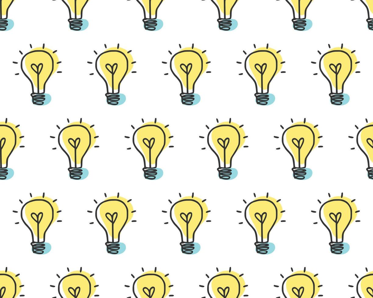 Seamless bulb pattern in flat outline style for backgrounds vector