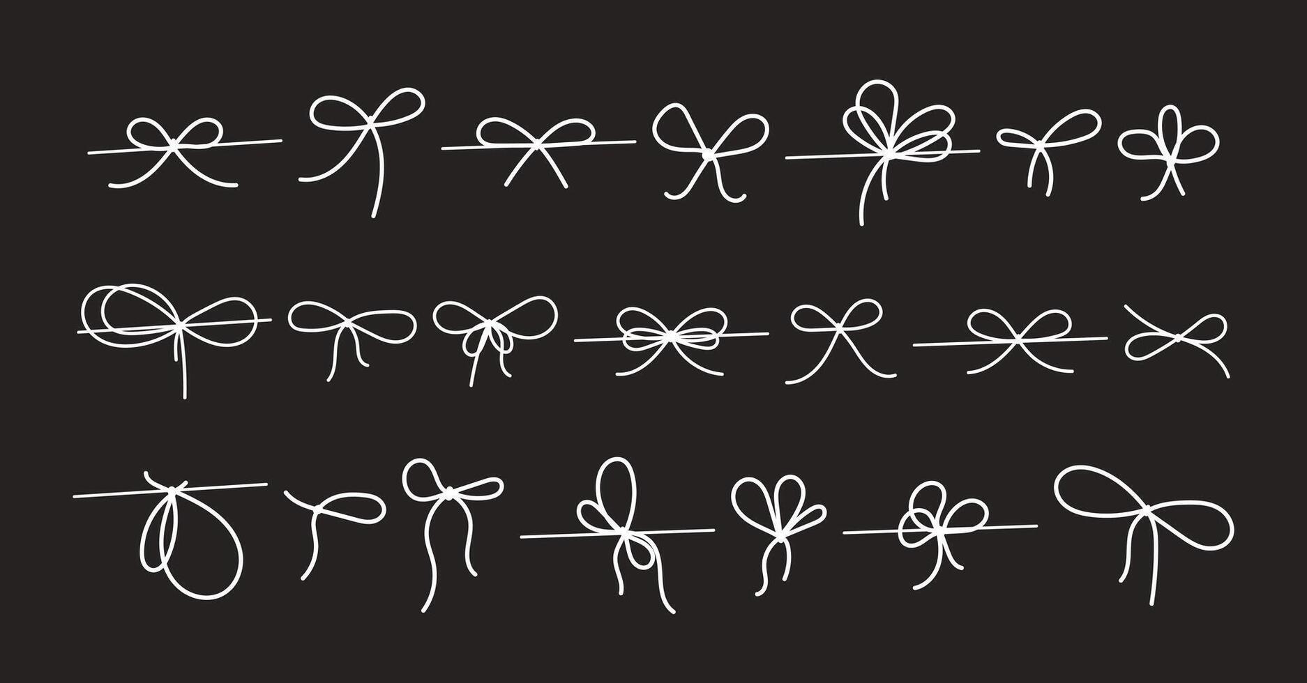 Simple black line bow ribbon element in minimal style vector