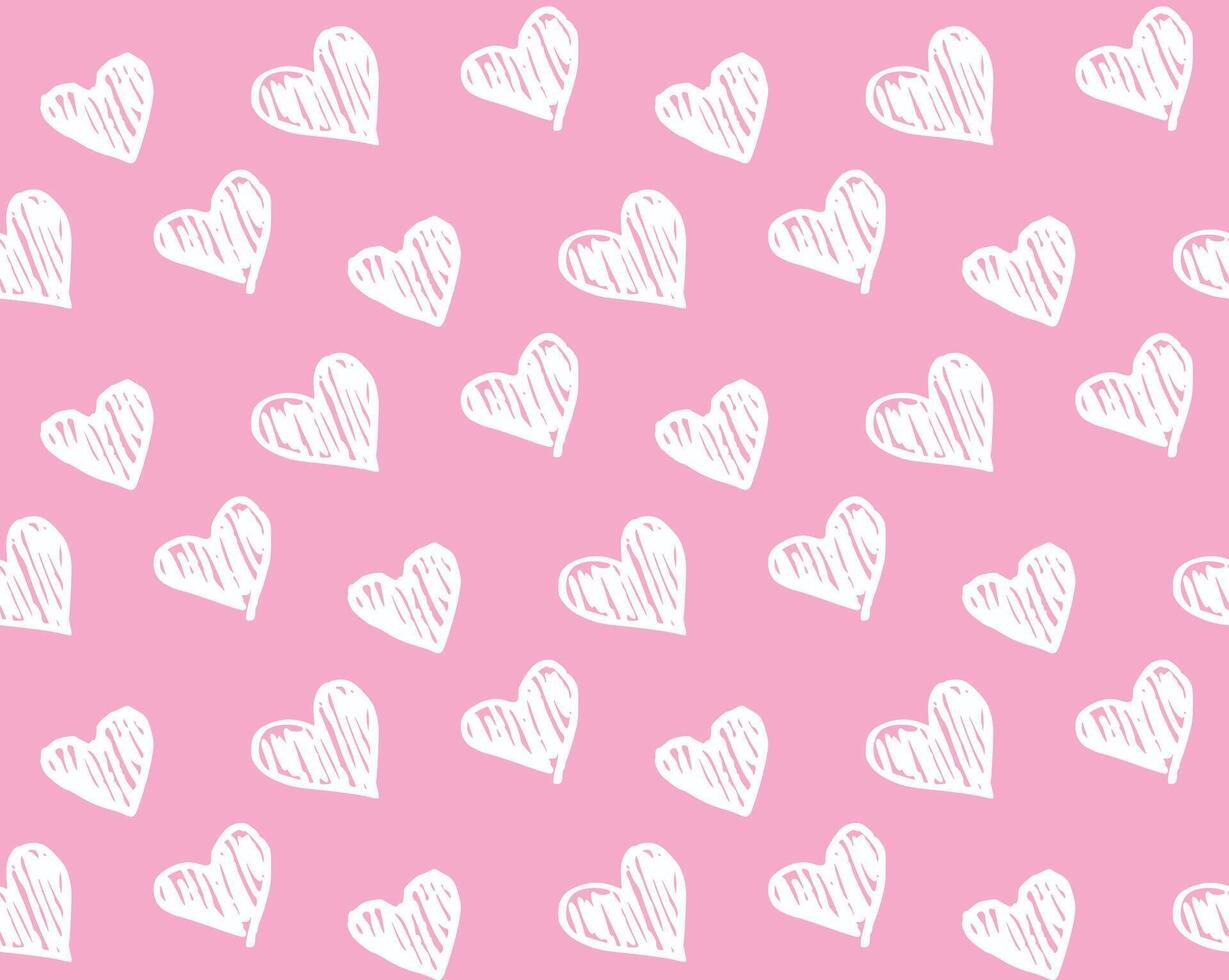 Seamless pink heart pattern with romantic and cute visual style vector
