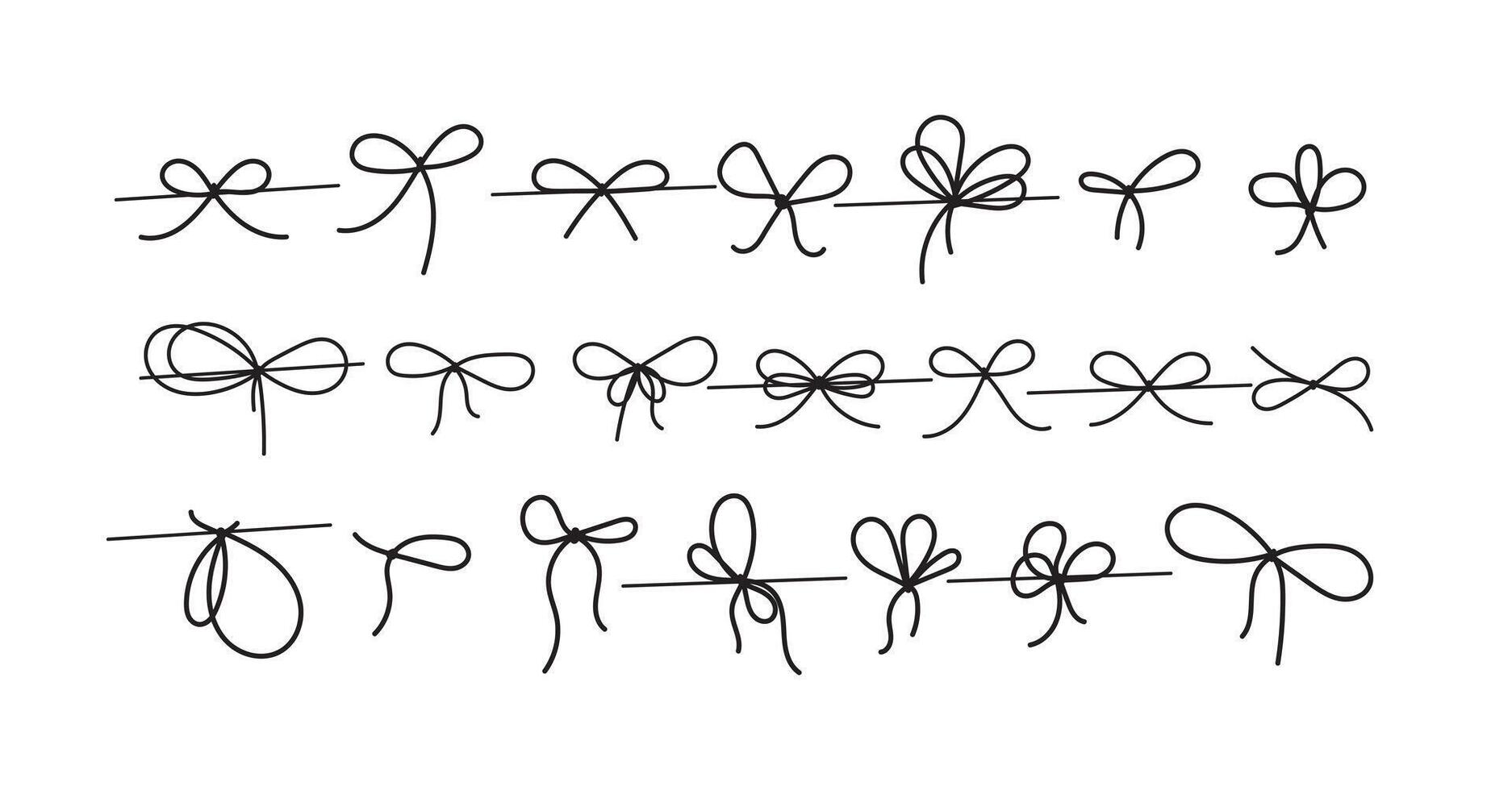 Simple line art bow ribbon gift element in minimal style vector