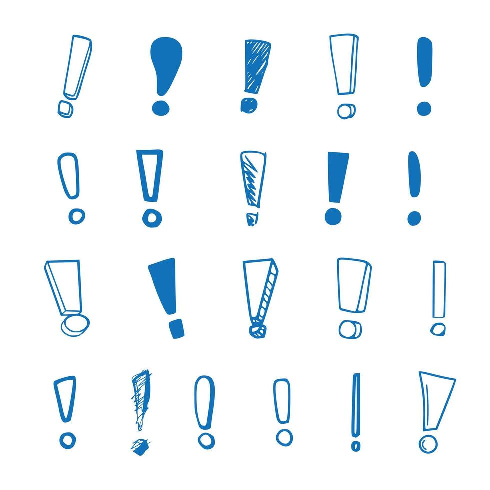 Hand drawn exclamation mark in fun expressive doodle sketch style vector