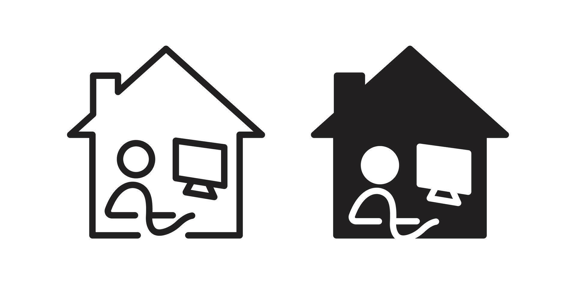 Minimal home office icon representing remote work and digital flexibility vector