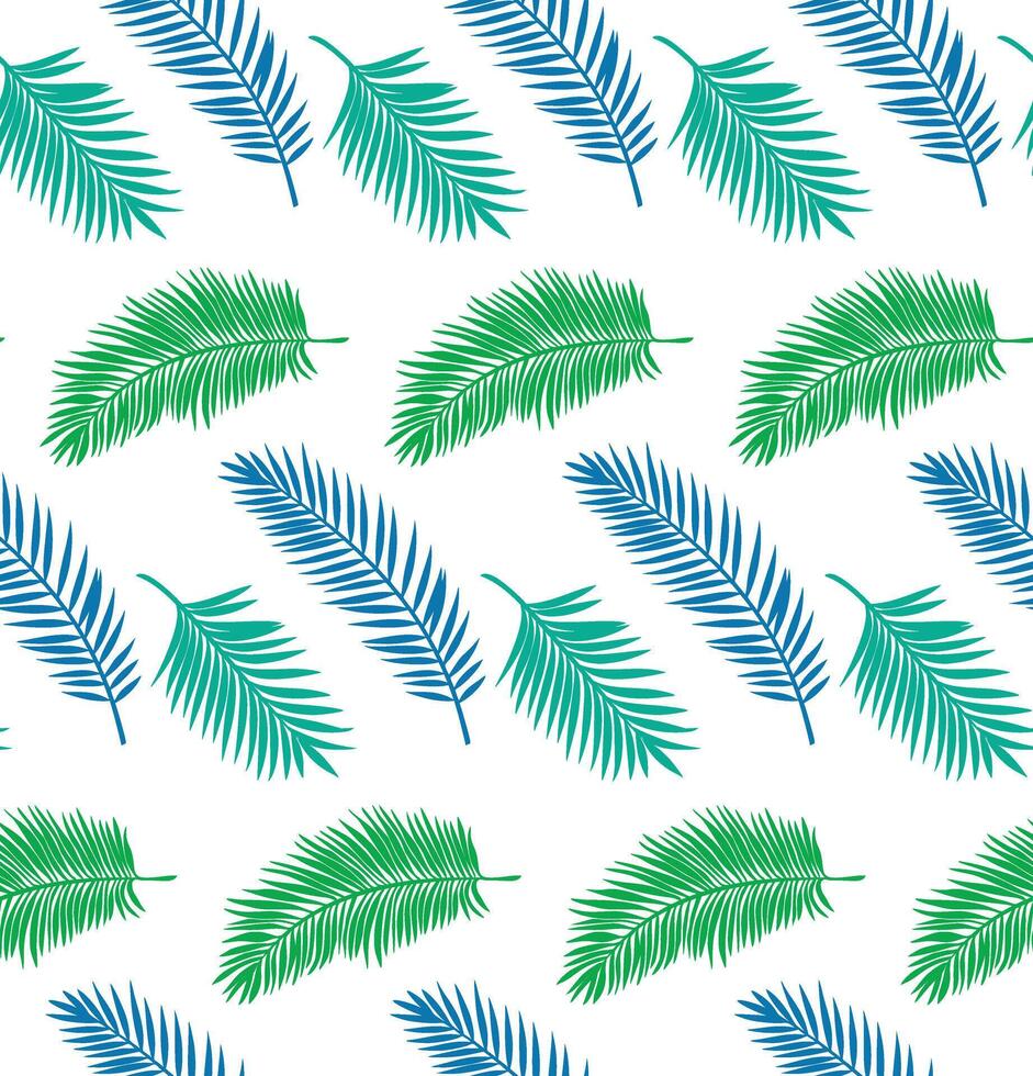 Tropical palm leaves seamless pattern with fresh green nature style vector