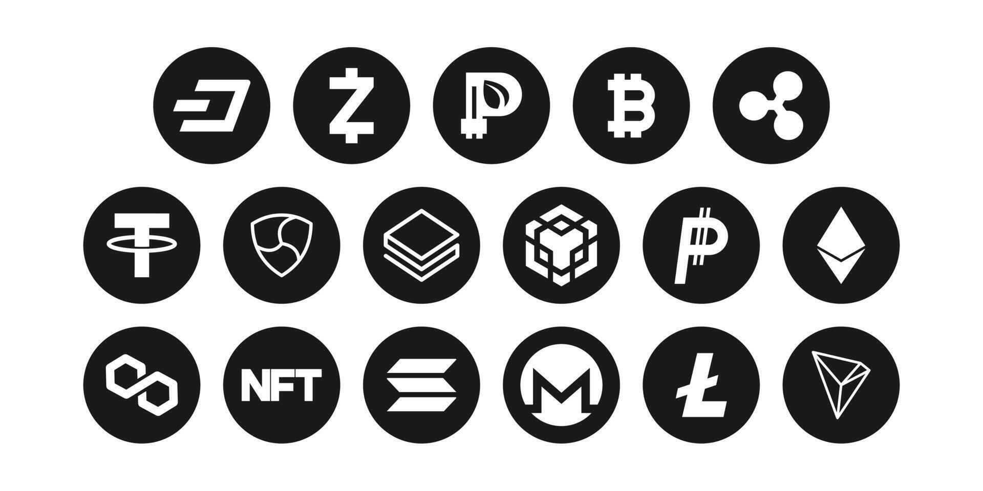Black internet money coin icon for digital finance design projects vector