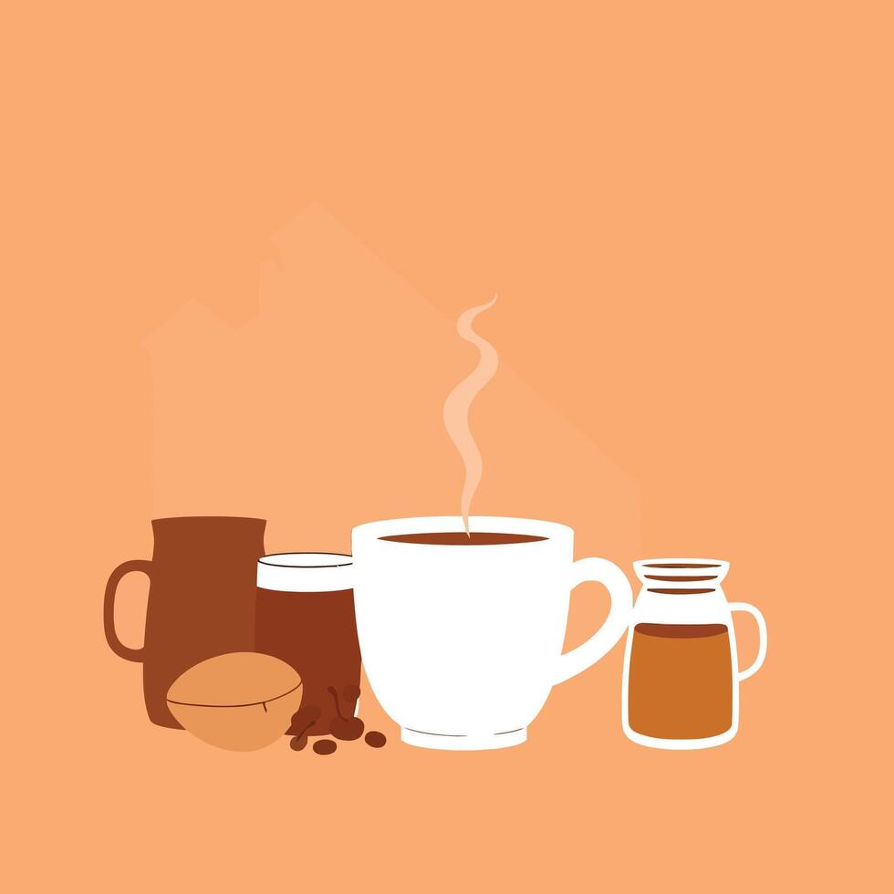 Cozy Coffee Scene with Accessories vector