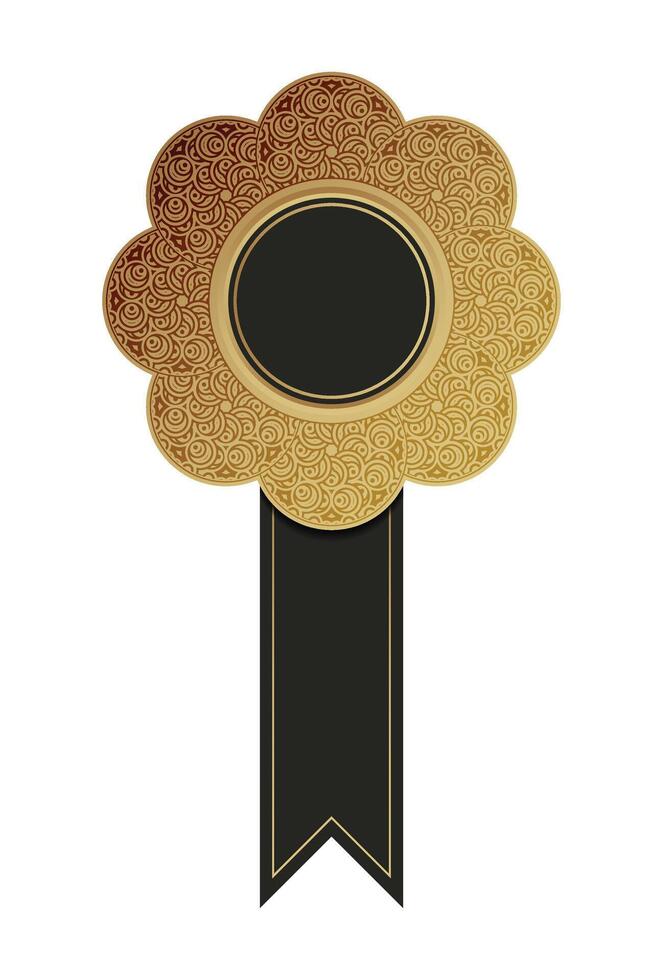 Gold retro ribbon mandala style design vector