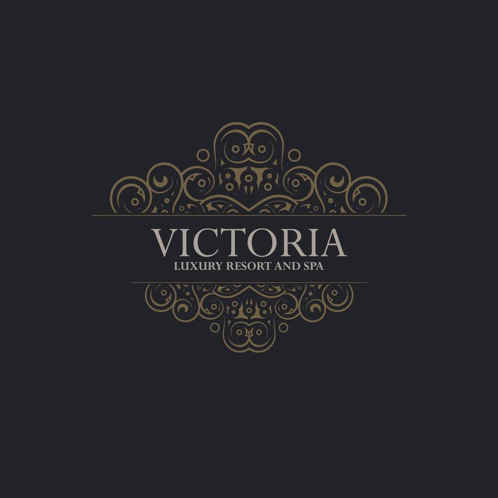 Luxury classic hotel label template. Trendy vintage royal ornament frame vector