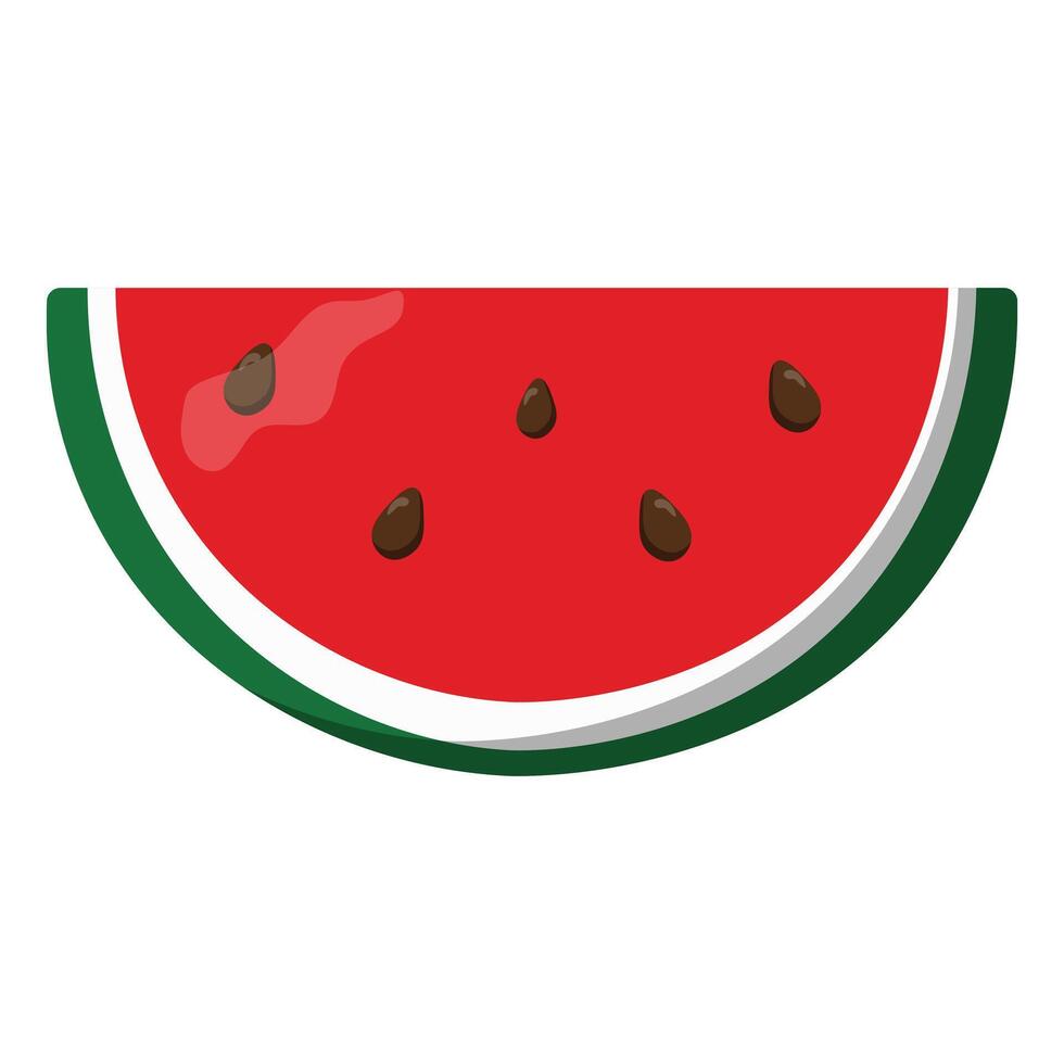 Fresh watermelon slice with red juicy flesh and seeds, ideal for summer food projects, healthy eating visuals, and tropical fruit designs vector