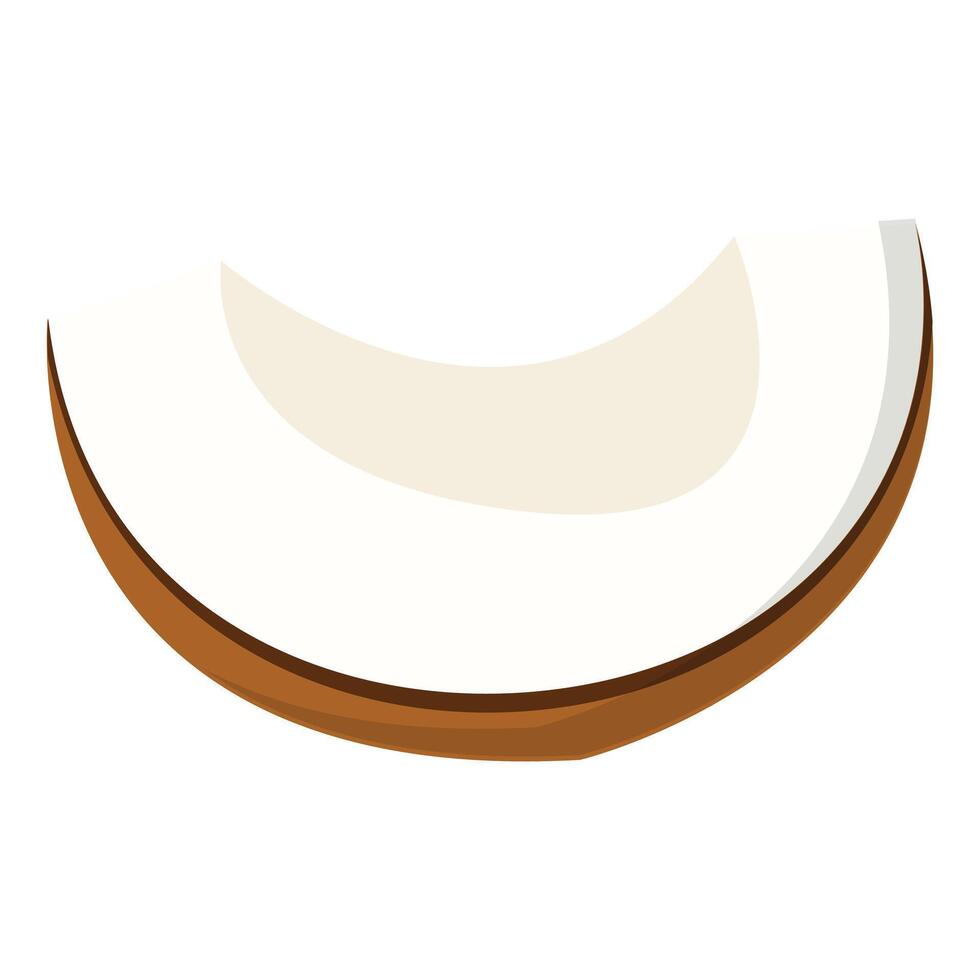 Minimal coconut slice with clean lines and flat color style perfect for food education summer projects product packaging and healthy tropical themes vector