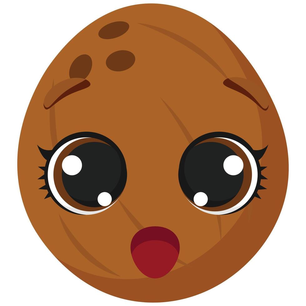 Surprised walnut face with big shiny eyes perfect for childrens materials healthy food projects nutrition education and creative food packaging design vector