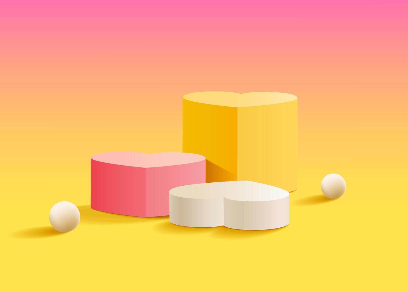 3d rendering, heart minimal stage for product display present background. vector