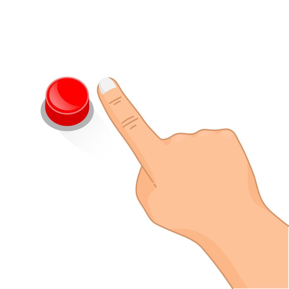 hand pushing red button vector