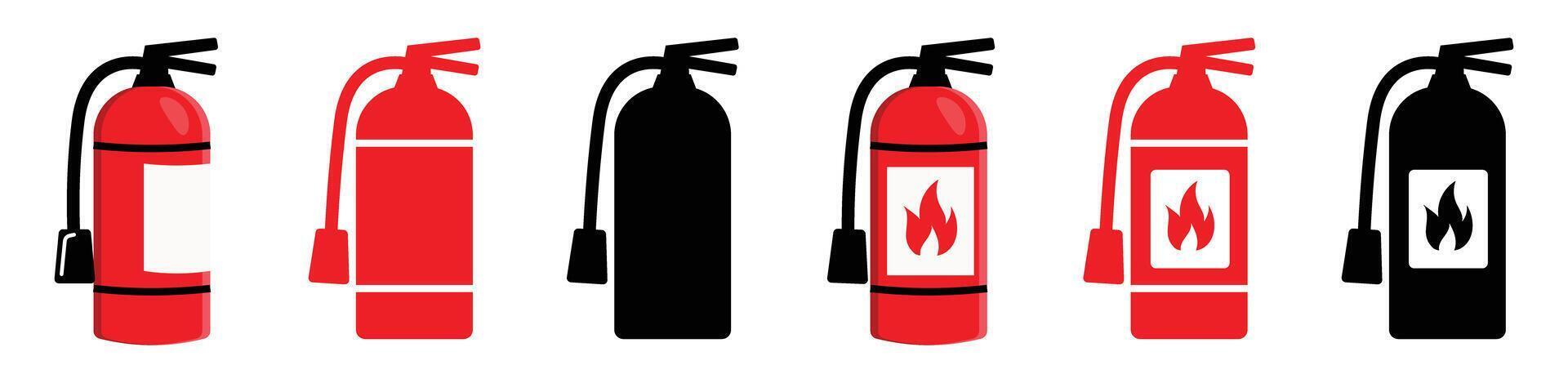 fire extinghuisher icon fire fighter safety set vector