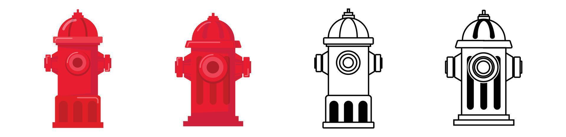 red fire hydrant icon fire fighter hose emergency vector