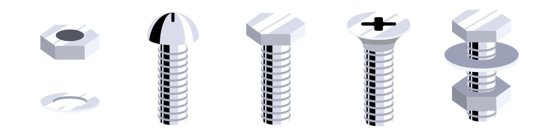 bolt and nut icon shining steel vector