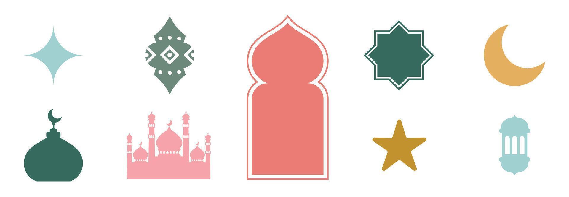 ramadan element icon bundle eid islamic vector