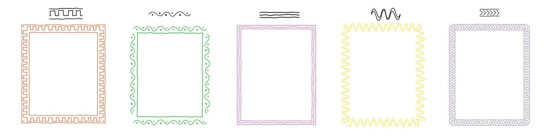 doodle border square hand drawing stop motion animation background vector