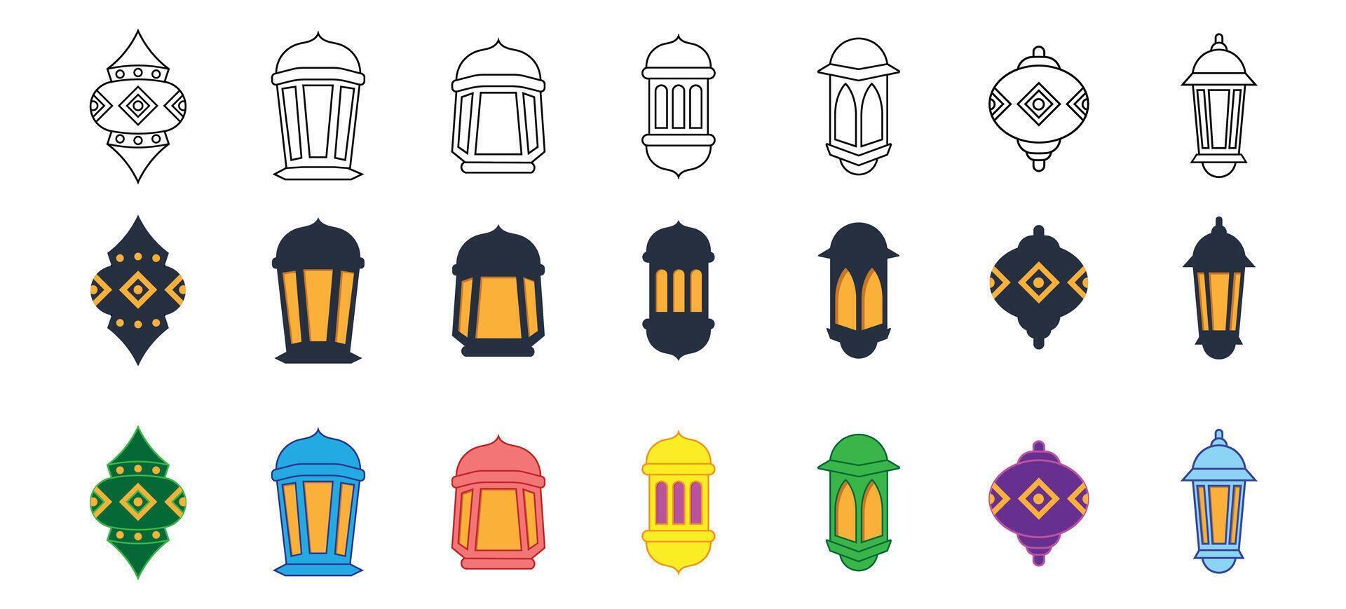 moroccan lantern ramadan eid decoration islamic element flat lamp vector