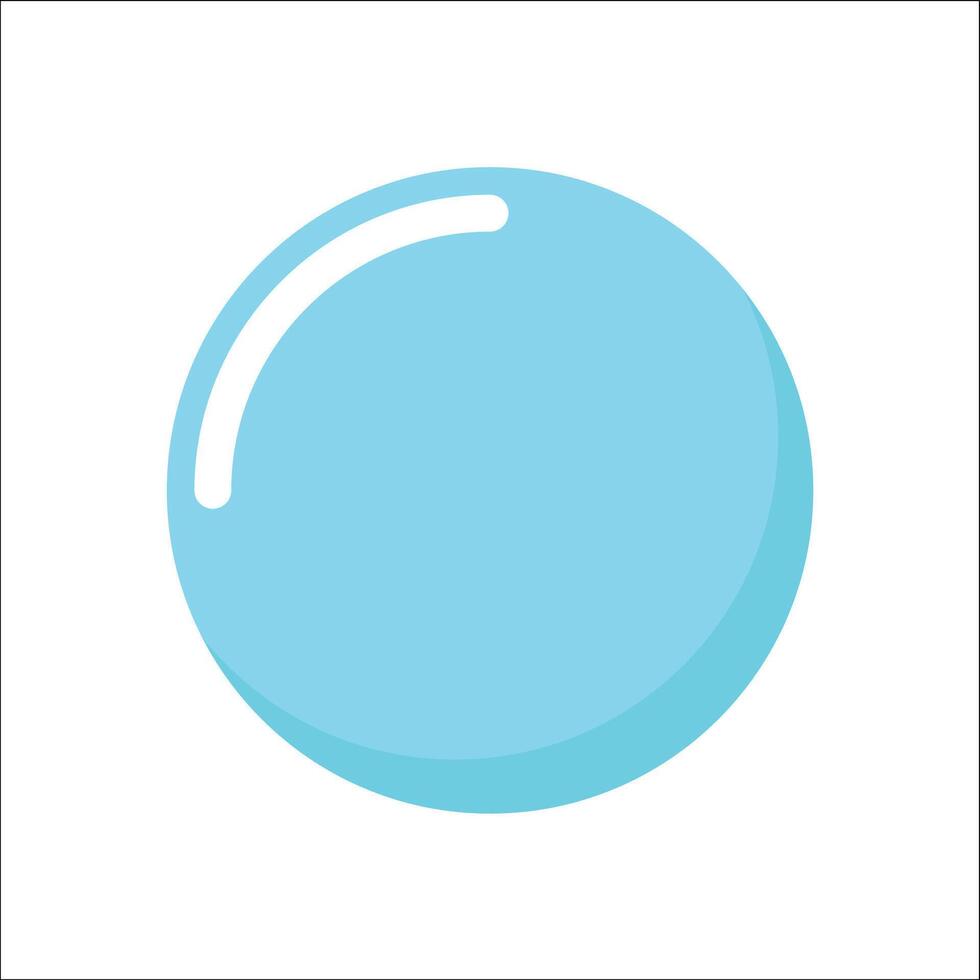 A glossy spherical shape in light blue with a highlight suggests a bubble orb or stylized water droplet against a clean background vector