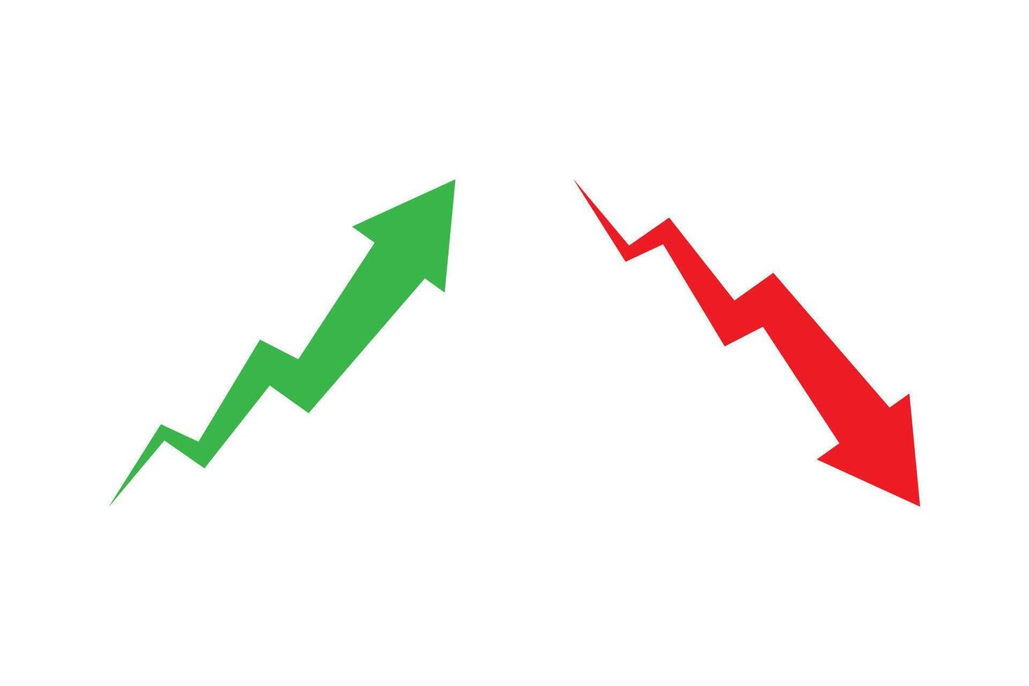 Green arrow pointing up and a red arrow pointing down. vector