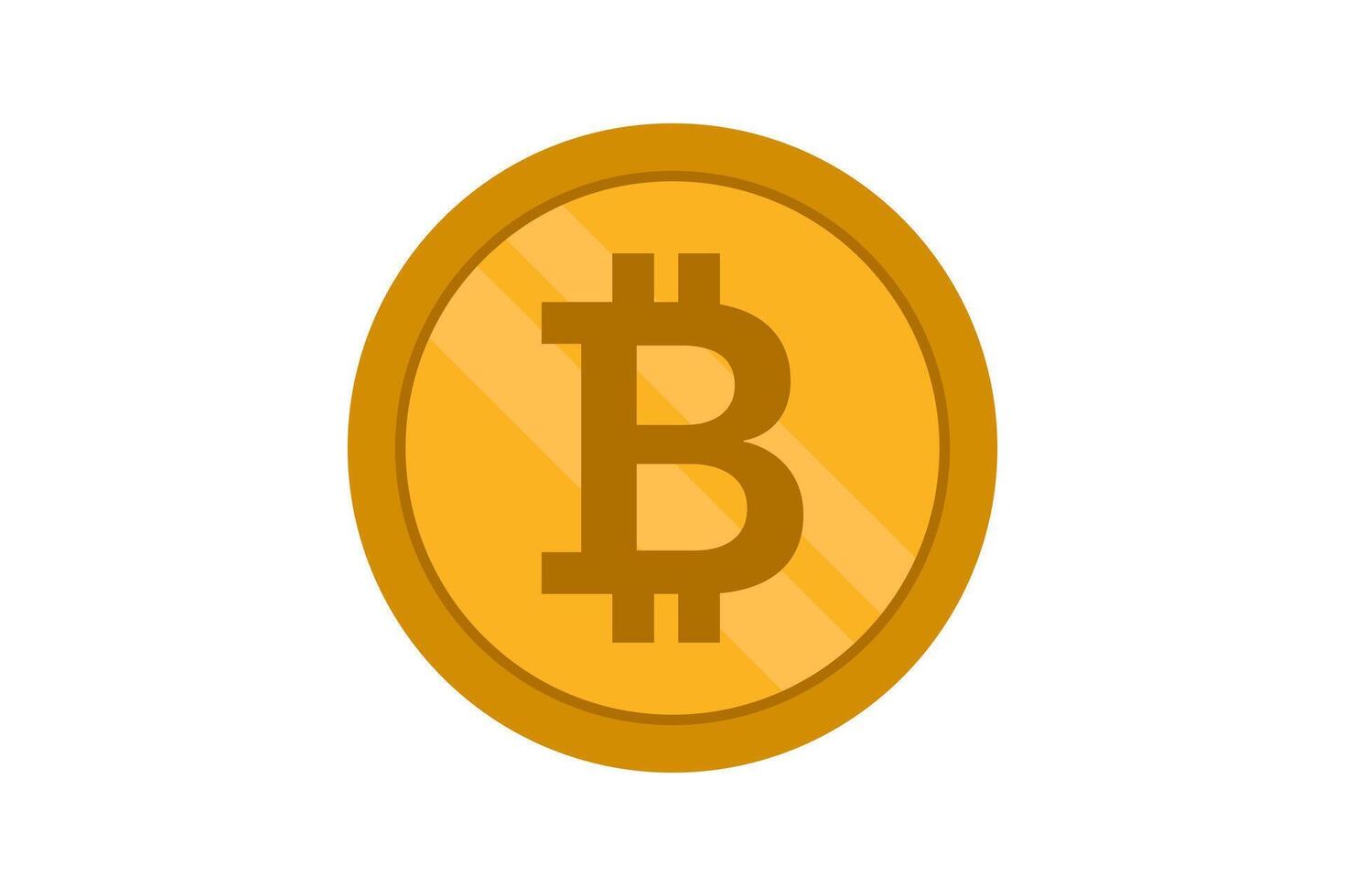 Bitcoin icon flat , ideal for cryptocurrency websites, financial blogs, or business presentations seeking to illustrate digital currency. vector
