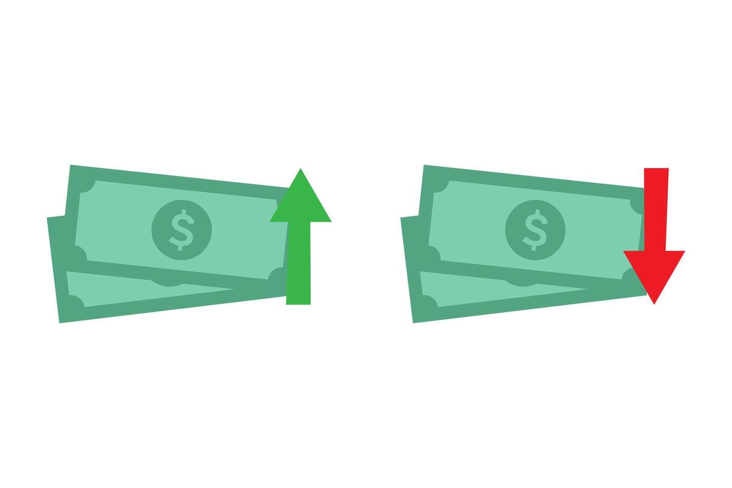 Dollar paper currency chart up and down arrows vector