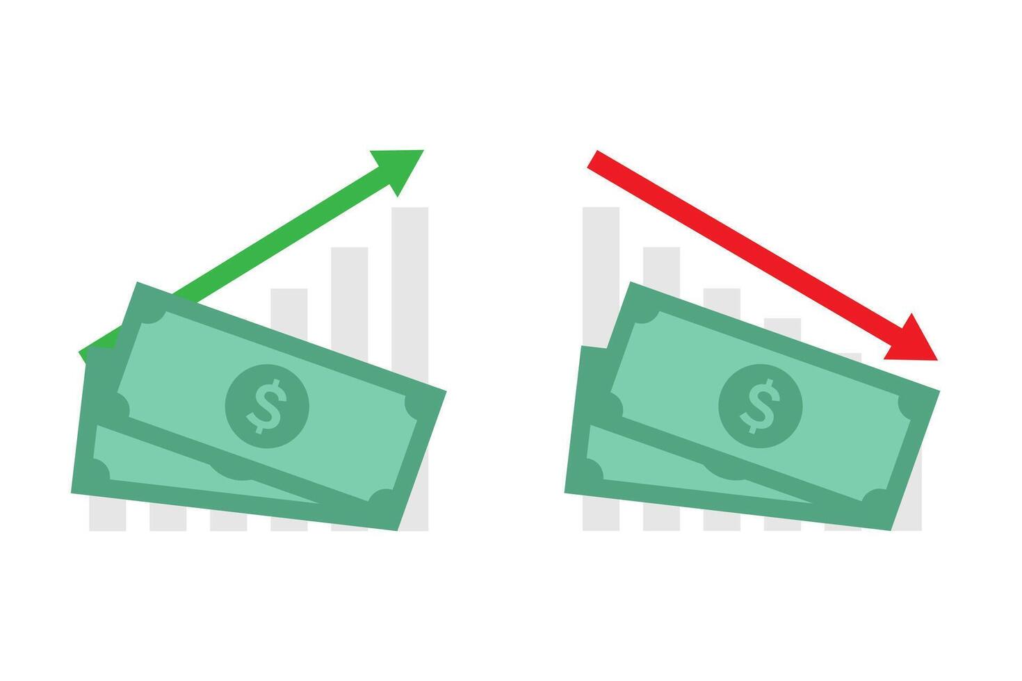 Dollar currency chart up and down illustration vector