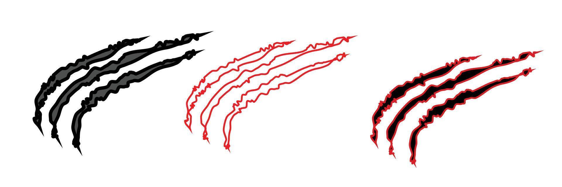 Three different claws with red and black paint vector