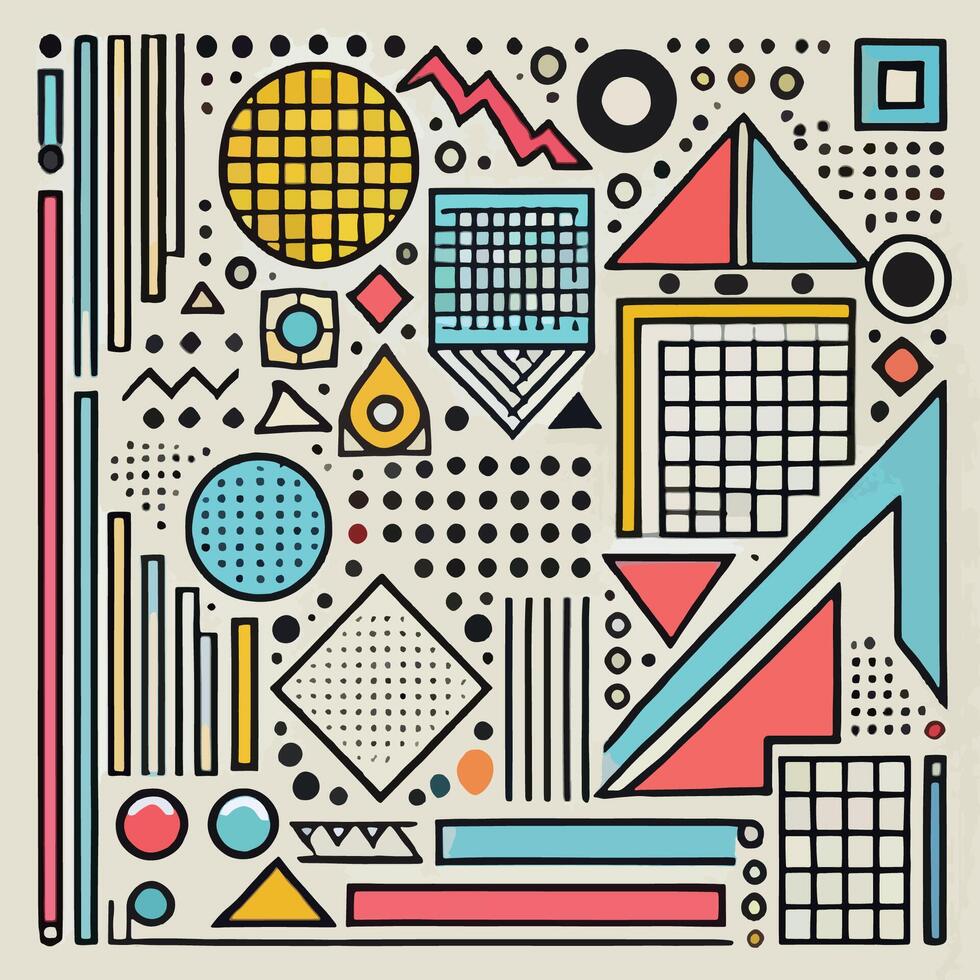 illustration with colorful geometric shapes, modern abstract design, and contemporary style, perfect for creative backgrounds, patterns and trendy artwork vector