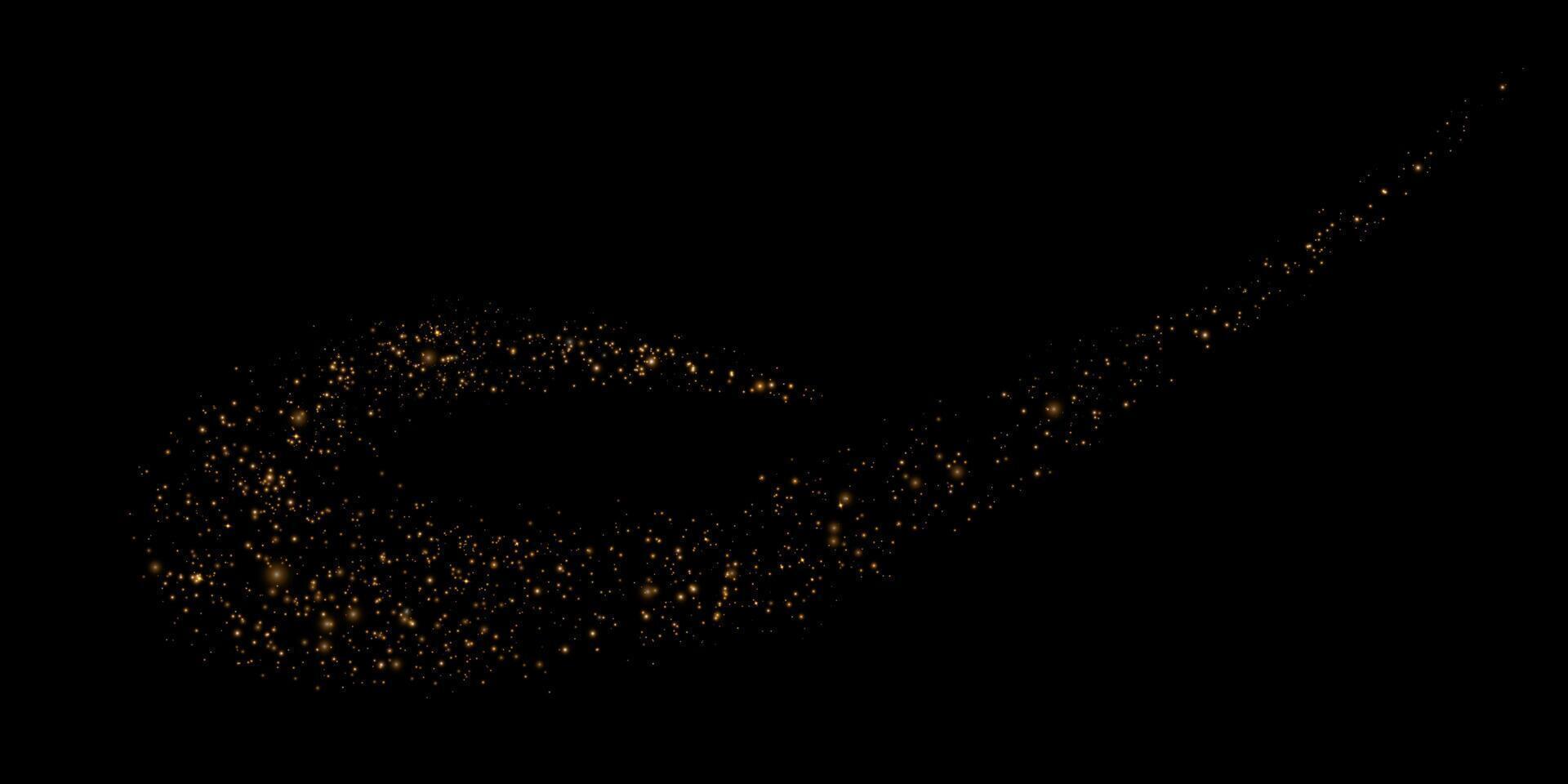 A Glittering Golden Swirl Appears on a Deep and Dark Background, Radiating Elegance and Charm vector