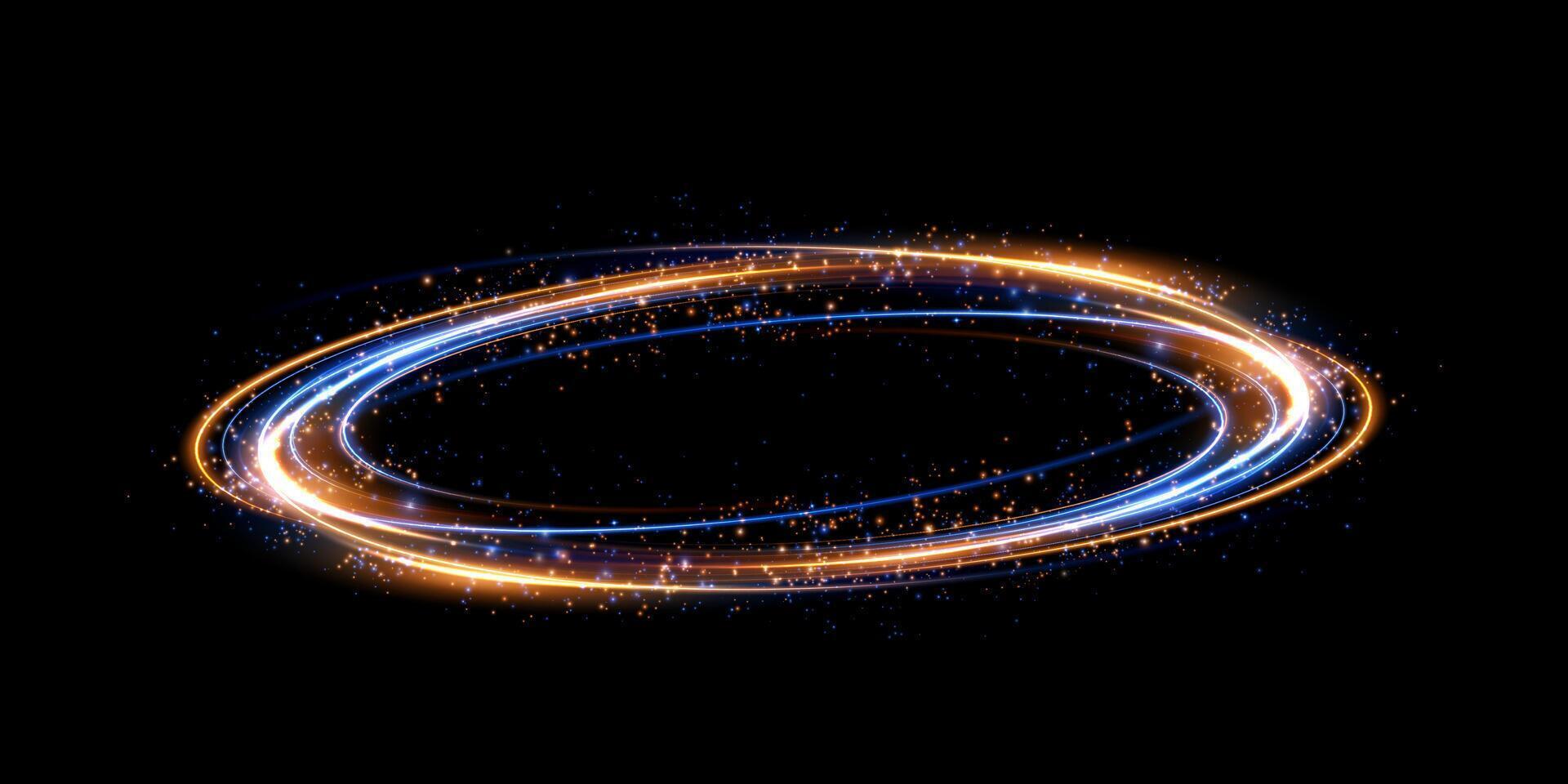 Dynamic Light Swirl Abstract Artwork on a Deep Black Background with Captivating Colors vector