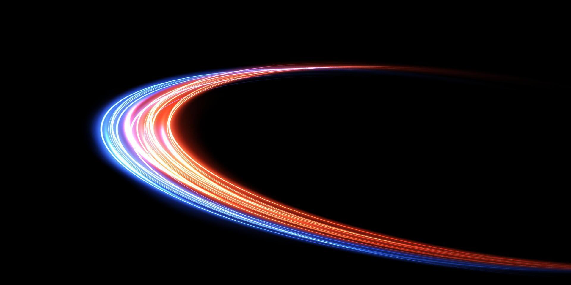 Dynamic and Colorful Light Trails in Motion Beautifully Set Against a Deep Black Background vector