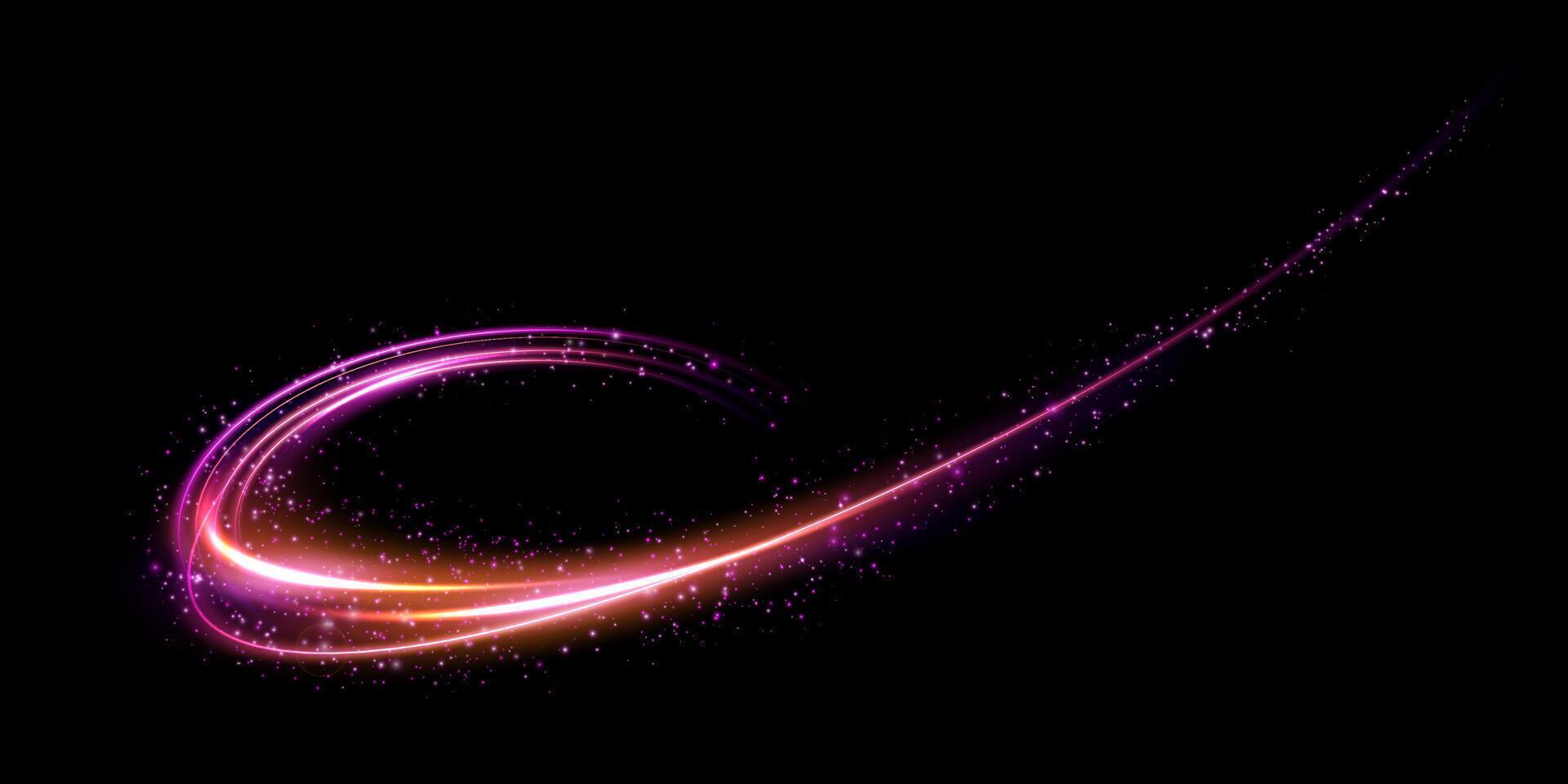 A vibrant light trail on a black background, creating a mesmerizing visual effect vector