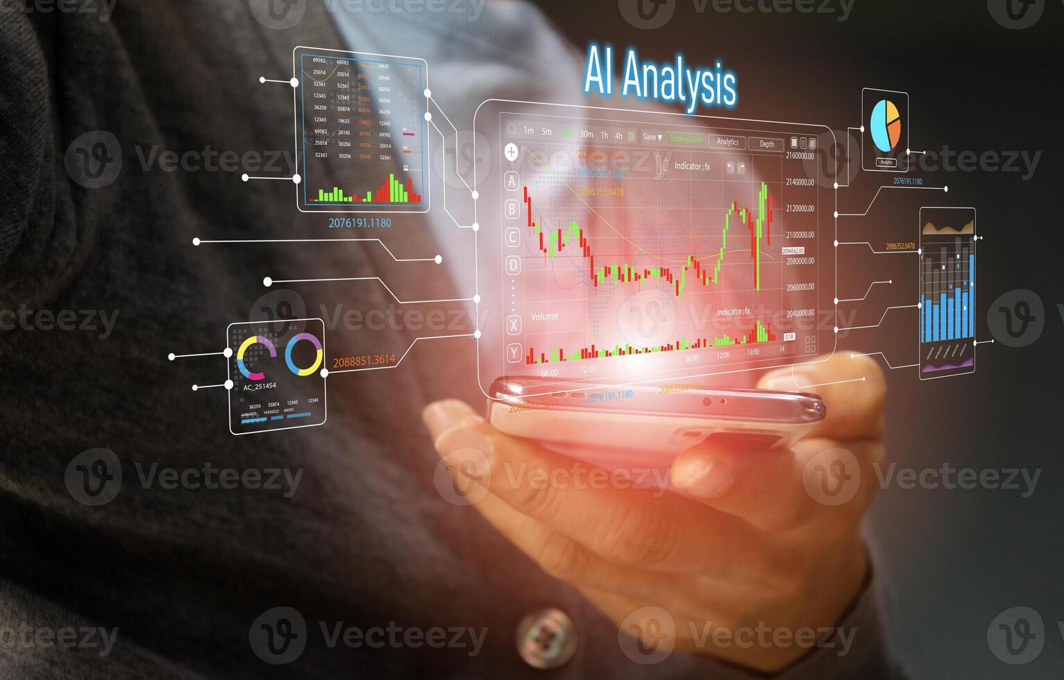 Technological concepts in data analysis and online marketing photo