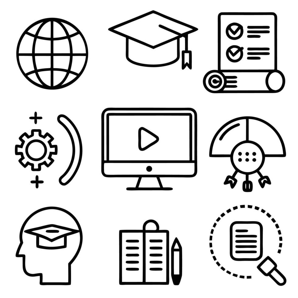Thin line education technology icons vector