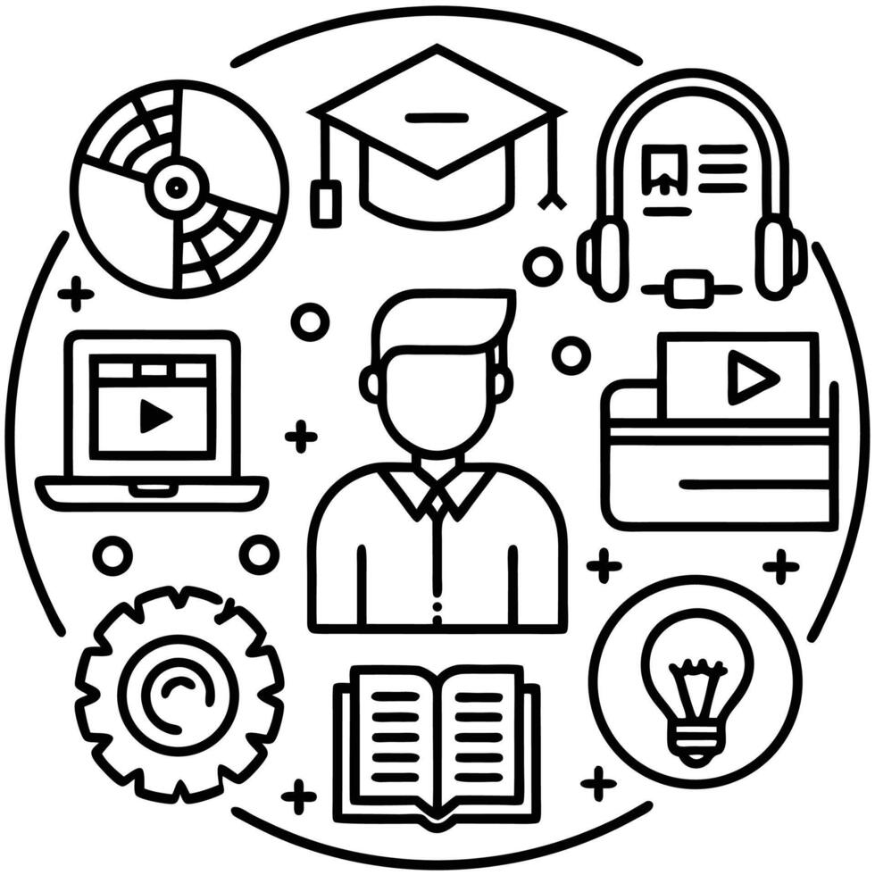Minimalist online course graphics vector