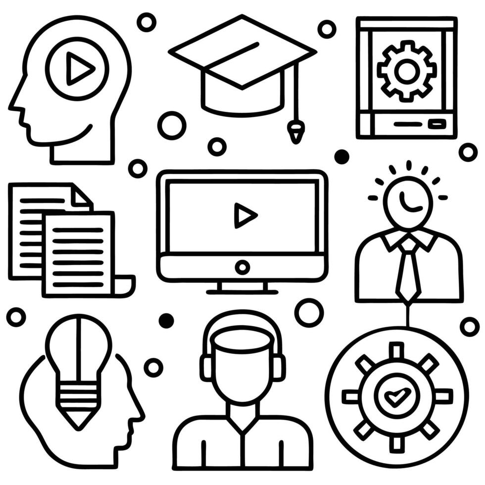 education icons linear design vector