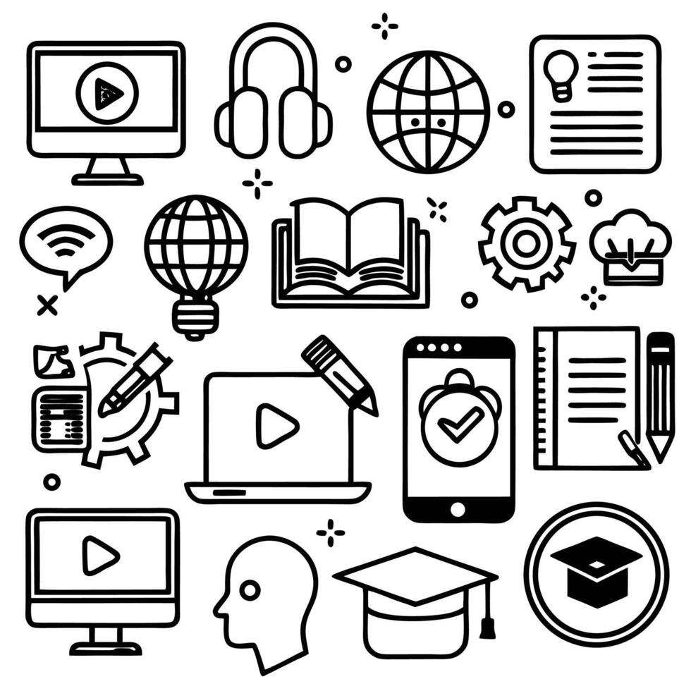online-education-icons linear design vector
