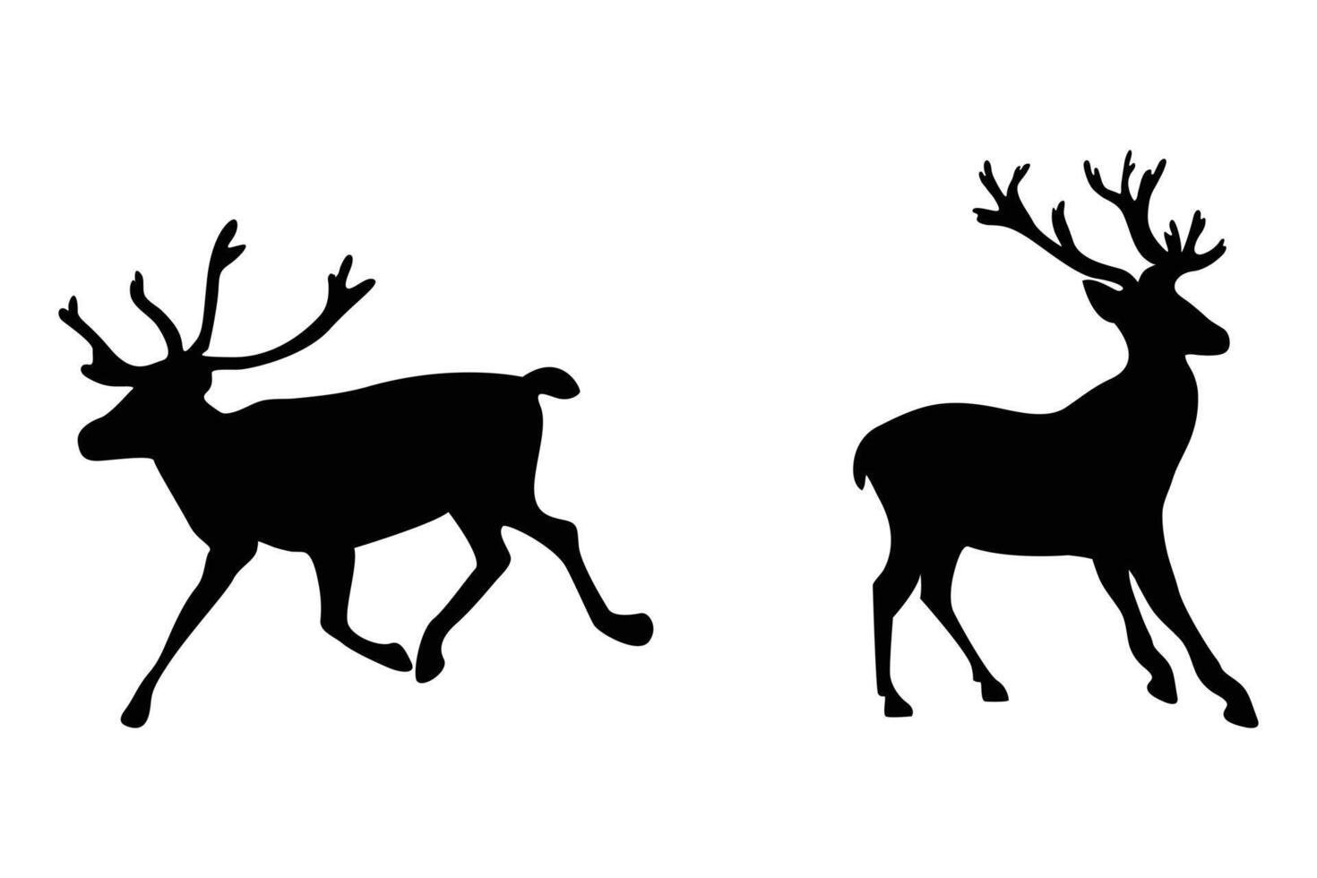 Deer Silhouettes Collection White Background vector