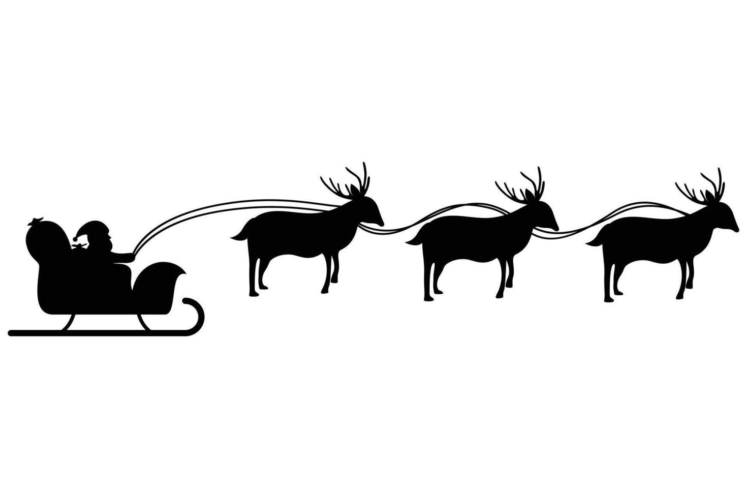 Santa Claus Riding a Sleigh Pulled by Reindeer Holiday Illustration Design vector