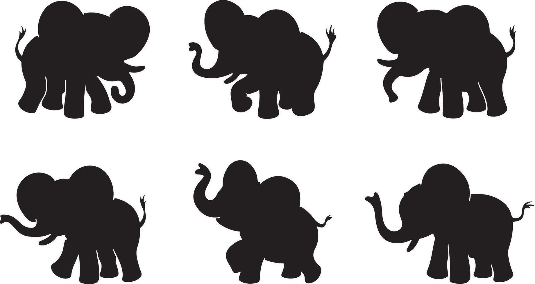 Black set Elephant silhouettes vector