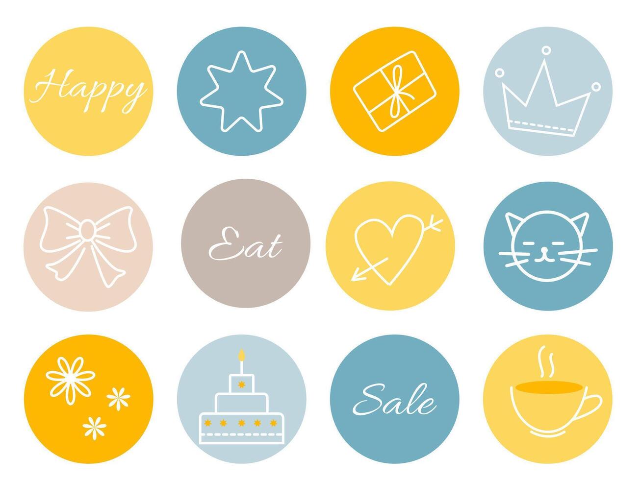 A set of bright icons with different elements for decorating and scrapbooking vector