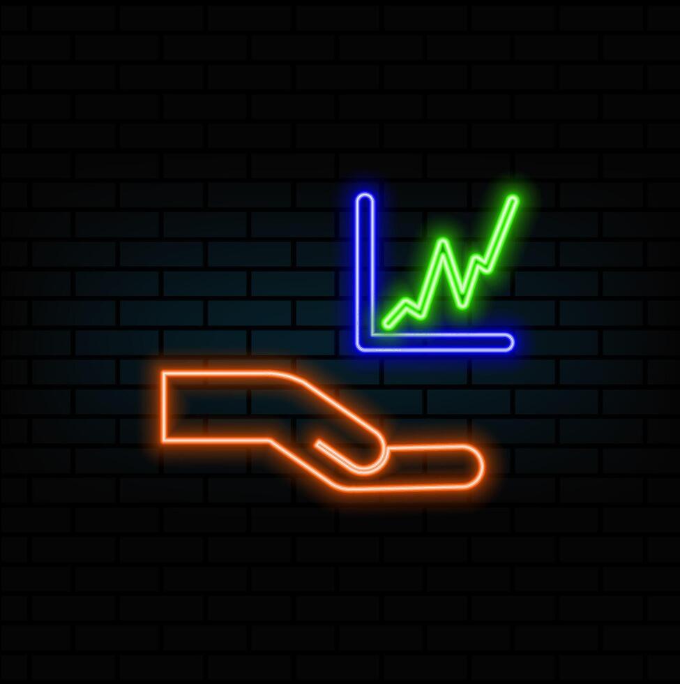 analysis chart. Results graph sign. Traffic management. neon style. business analytics icon . data analysis board illustration. data science symbol. profit graphic logo. vector