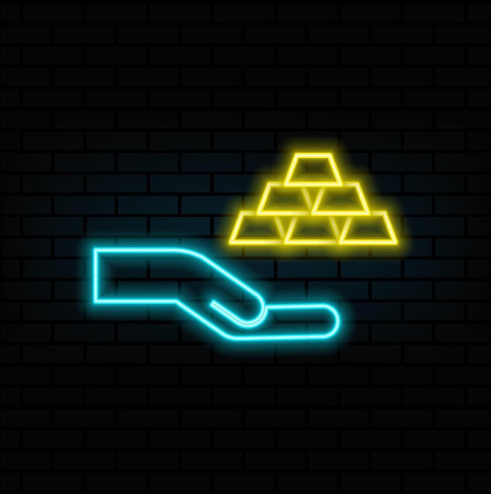 Billion, line of neon style bars. Billion icon gold concept, gold bars flat symbol. Billion, gold bars concept line icon Billion, gold bars flat website sign, outline symbol, illustration vector