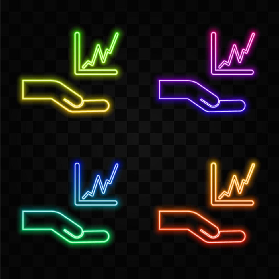 business analytics icon . neon style. data analysis board illustration. data science symbol. profit graphic logo. vector