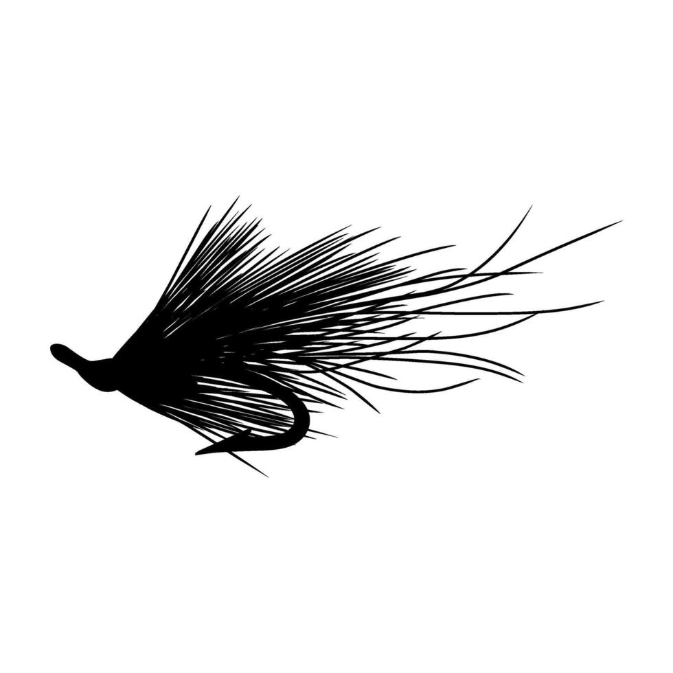 black fly fishing flies hook stringy illustration logo image vector
