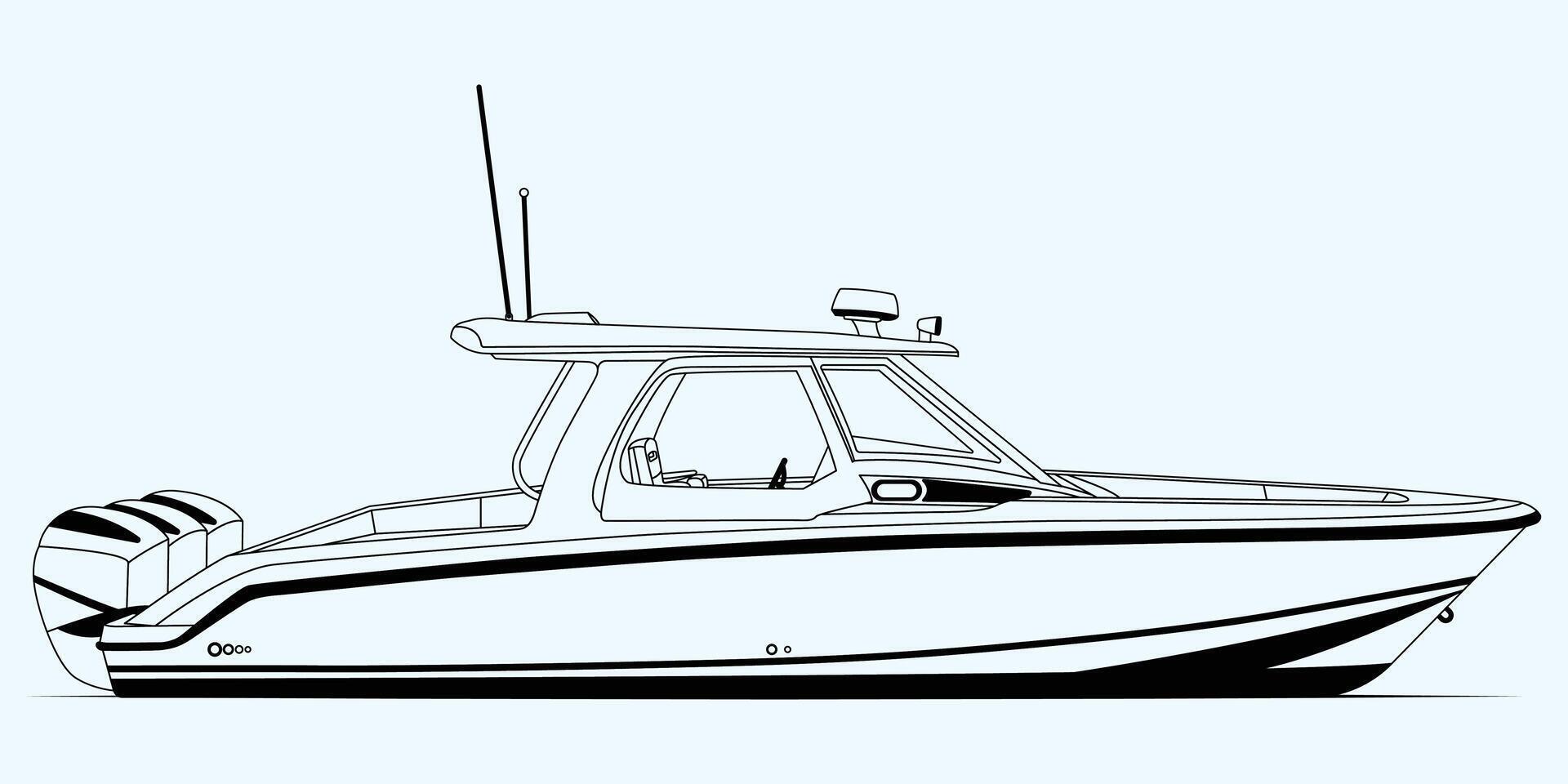 One color pro boat design vector