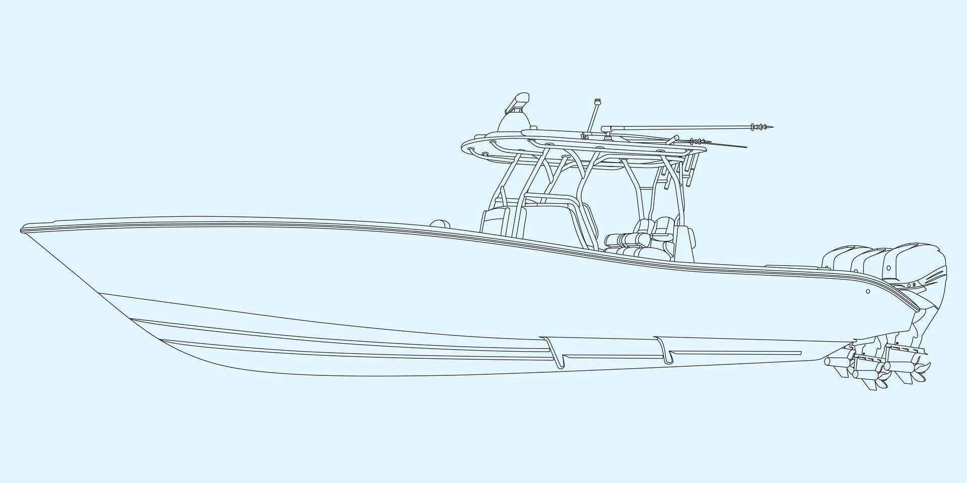 One color Boat Line Art Illustration vector