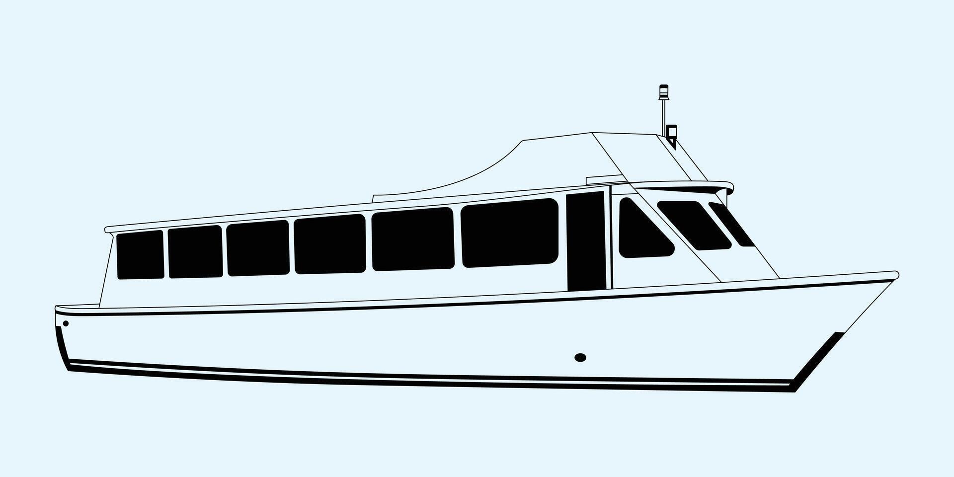 Boat Restaurant Illustration One color vector